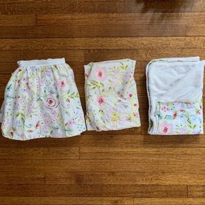 Floral Watercolor Cotton Sheet Set - White/Pink